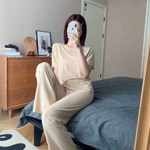 세트 여성 30대 외출복 밴딩 투피스 팬츠 상의 골지 여자 여름 코디 썸머데일리룩패션
