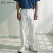 [맨즈북] 일자 통 레귤러핏 심플 남자 화이트진 데일리 흰색 청바지 캐주얼 데님