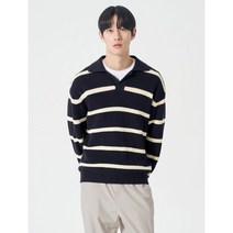 8SECONDS 오픈 칼라 스트라이프 니트 네이비 263251CY1R