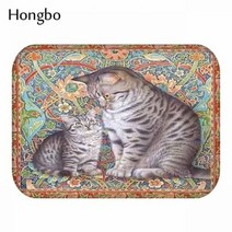 부엌 러그 바닥 발매트 주방 현관 싱크대 발닦개 매트 씽크대 Hongbo 고양이 야외 입구 실내 카펫 도어 플란넬 안티 슬립 욕실 40x60cm, 19, 400mm600mm