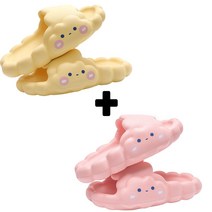 엘마운틴 푹신한 구름 슬리퍼 사무실 거실 실내화 2개, 옐로+핑크 240-245