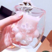 머그컵 이중 내열 유리 커피잔 홈카페 인테리어 뚜껑 세트 우유잔 빈티지머그, 핑크, 1개