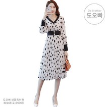도오빠 치마 정장 원피스 쉬폰 V넥 A라인 스커트 주름 플리츠 워킹맘 복고풍 레트로 땡땡이 캐주얼 우아한 가을 겨울 직장인 오피스룩 여성 여자 데일리룩 하객 패션 데이트룩