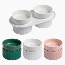 강아지 밥그릇 고양이 물그릇 애견 식기 세라믹 도자기 높이 식탁, 싱글, 화이트