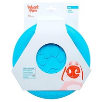 West Paw Zogoflex Zisc 강아지 프리스비 강아지용 하이 플라잉 공기 역학적 디스크 가볍고 물에 뜨는 가져오기 줄다리기 잡기 놀이를 위한 음식 물 그릇으로 두 배 대, Aqua Blue, Small, Aqua Blue