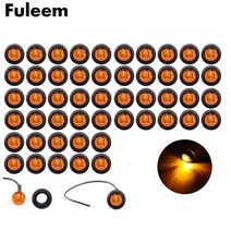 트럭 라이트 led전구 튜닝 스위치 fuleem 50pcs 3 앰버 34 인치 미니 마커 클리어런스 사이드 마커 조명 12v 방수, 없음