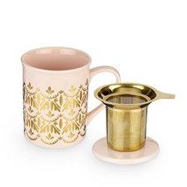 핑키업 안네트 세라믹 티 머그 & 인퓨저 찻잔 355ml, 1개, Casablanca Pink