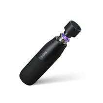 정품 LARQ 물병 무브먼트 PureVis - UV 살균제가 포함된 경량 자가 세척 및 비절연 스테인리스 스틸 24온스 흰색/자갈, Black/Onyx, 24oz
