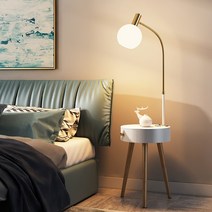 남쪽나무 led 조명 협탁 침대협탁 북유럽풍 USB 무선충전 리모컨 스탠드 수납 테이블, 흰색+원목색