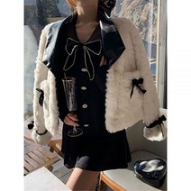 울 패치 오버 남성 클래식 테디자켓 인조 양모 가죽 패치워크 퍼 자켓 용 화이트 솜털 코트