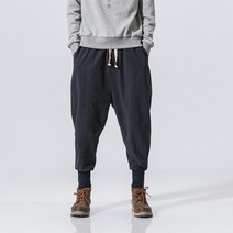 일본 바지 mrgb 2022 chinese style men cotton linen harem pants streetwear man casual 배기바지 남자 7부 9부 반바지