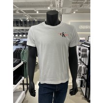 CK진 남여공용 모노그램 로고 반팔 티셔츠 ZM01924-YAF(1394463)