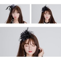 우아한마녀 할로윈 미니블랙모자 머리띠 할로윈데코, 호피