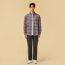 [JAJU/자주] 남 플란넬 체크 셔츠_레드