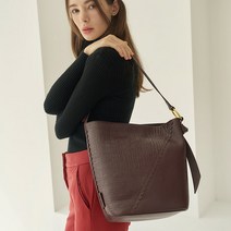 [에이브릴가우] 천연소가죽 크로커 버킷백