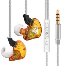 QKZ CK5 헤드셋 게이머 헤드폰 마이크 포함 3.5mm 플러그 유선 이어폰 1.2M 케이블 길이 소음 차단 헤드폰 이어 버드, yellow