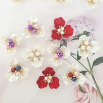 3잎 진주꽃 플라워 꽃 장식 부자재 배씨 꽃 그립 톡 브로치 비녀 뒤꽂이 헤어핀 재료 diy 만들기