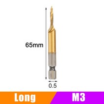 탭핑 탭드릴 손드릴 Hex Shank-티타늄 도금 HSS 나사 드릴 비트 메트릭 탭 기계 복합 태핑, 02 1 PC M3 of Long