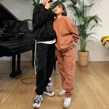 장바9니 동대문제작 오버핏 맨투맨 트레이닝바지 세트 커플