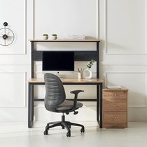 DIY 미슈레 LPM 철제 선반 컴퓨터 일자 책상 1200, 블랙/오크