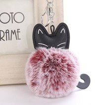 솜털 고양이 키 체인 귀여운 모피 공 키 체인 소프트 Pompom 동물 꼬리 공 Keyring 레이디 선물에 대 한 패션 매력 펜 던 트, 백포도주와 적포도주