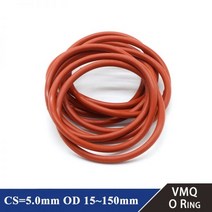 오링 식품 등급 VMQ O 링 가스켓 CS 5mm OD 15 ~ 150mm 방수 와셔 원형 모양 고무 실리콘 레드 10 개578983, OD 16mm ID 6mm, 10Pcs, CS 5.0mm