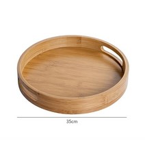 카페쟁반 나무 라운드 서빙 트레이 접시 차 음식 요리 음료 플래터 저녁 식사 쇠고기 스테이크 과일 스낵, [04] 35x35cm