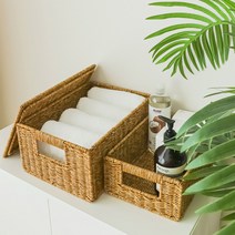 시나몬샵 폴딩 라탄 바구니 바스켓, 폴딩라탄커버스토리지 중형(덮개형)