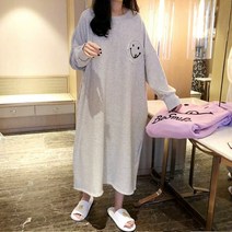 여성 데일리 오버핏 긴팔 캐주얼 원피스 마실룩 홈웨어
