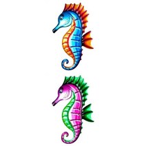 실내 야외 사무실 정원 울타리에 대 한 2pcs 다채로운 해마 벽 예술 장식, 금속, 설명한대로