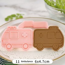 3D 만화 쿠키 커터 자동차 트럭 잠수함 헬리콥터 비스킷 스탬프 금형 DIY 베이킹 금형 케이크 장식 주방 가제트, 11 11 ambulance
