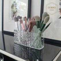 투명 아크릴 브러쉬 꽂이 사각 3구 브러쉬보관함 브러쉬통 화장대 정리대, 단품
