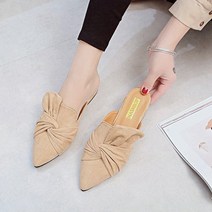 하이미 3cm 스웨이드 블로퍼 리본 뮬 슬리퍼 2color