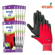 오런 작업장갑 NBR 코팅장갑 후디스에어폼, 후디스에어폼(빨강/L), 10개