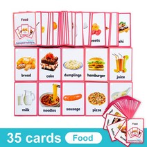 영어 카드 파닉스 단어 학습 카드 영어낱말 플래시 카드, Food  35Cards
