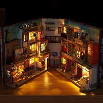 미니어처하우스 diy 집만들기 모형 DIY 도서 구석 선반 삽입 키트 인형의 가구 방 상자 타임 골목 북 엔드 일본 가게 장난감 어린이 선물, 03 Tc26 with Cover