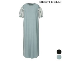 매쉬배색반팔볼륨롱원피스BBOCI2991