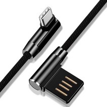 ㄱ자 C타입 1m 2m 고속충전 케이블 C-type 충전선 데이터겸용, 블랙