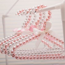 진주옷걸이 인테리어 소품샵 논슬립 미끄럼방지 코팅 옷걸이 촬영소품, 3개, 핑크 진주 옷걸이