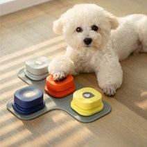 사랑이네 놀이터 말하는 강아지 장난감 소통벨 세트, 소통벨 4SET (4구 실리콘매트 포함)