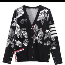 로즈 플라워 브이넥 믹스배색 원단좋은 여자 니트가디건