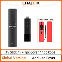 글로벌 버전 샤오미 미 TV 넷플릭스 구글 블루투스 스마트 안드로이드 2GB 8GB ROM, 없음, 8.Eu 플러그 - Add Red Cover, 없음