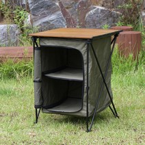 조이풀 캠핑 2단 멀티 캠핑 키친 수납 캐비넷, 블랙