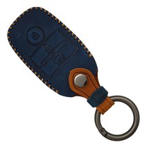 기아 올뉴모닝 (2013~2021년형)(스마트컴팩트 어반포함) 더뉴레이(2018~2021년형) 리얼가죽 스마트키케이스 키홀더, RLK타입3버튼/네이비