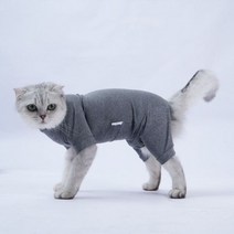 고양이옷 고양이 환묘복 실내복 조끼 티셔츠 양말 복구 슈트 개 수술 후 셔츠 강아지 남자 여자 상처 보호 의류 핥기 방지 애완 동물 바디, gray, L