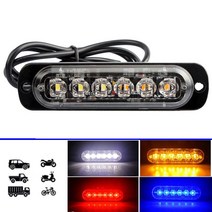 중장비 안전등 경고등 사고방지 자동차 트럭 라이트 18 모드 6LED 직사각형 1000LM 방수 IP67 비상, 06 Red Blue
