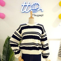 tto 변형스트라이프패턴 티셔츠(T21KRN08AX)