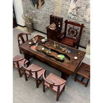 물이흐르는 거실테이블 원목 통나무 사무실 접대실, 2.6m 테이블+등받이의자5개+메인의자1개