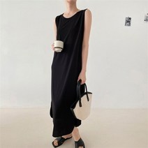 셀러허브 여성패션 여성 봄 여름 기본 캐주얼 무지 스판 롱 나시 원피스