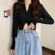 코키코키 / 투버튼 크롭 니트티 페미닌 일반핏 여성룩